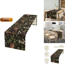 JanJCurt Rustic Woodland Table Runner, Rustic Forest Wild Animals Bunny Rabbit picture