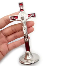 Catholic Crucifix with Jesus Christ w/ Elegant Christian Cross Stand (12x4x4 cm) picture