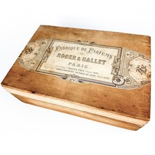ROGER & GALLET PARIS Wood Box w/ Paper Label, FABRIQUE DE PARFUMS, c. 1889 FINE picture