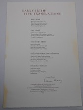 2006 Seamus Heaney Signed Poems 58/75 Early Irish: Five Translations - Laureate picture