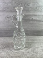 Vintage Unbranded Clear Glass Syrup Pitcher w/Stopper Starburst Pattern picture