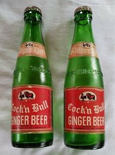 2 VINTAGE COCK'N BULL GINGER BEER 10 OZ BOTTLES - SPRING BEVERAGE CO CHICAGO ILL picture
