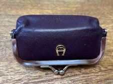 Vintage ETIENNE AIGNER Burgundy Leather Lipstick Case with Mirror Kiss Lock picture