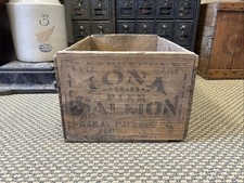 Vintage Wood Iona Alaska Salmon Crate Nakat Packing Seattle Washington Fish Box picture