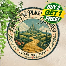 Wizard Place Like Home Dorothy Red Shoes Movie Theme Round Metal Tin Sign Plaque picture