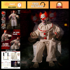 Creepy Animatronic Clown with Sound & Light Up Eyes - Halloween Scary Decor Prop picture