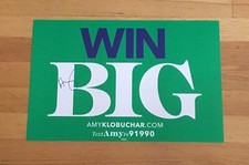 Amy Klobuchar Senator Autograph Signed Win Big Placard Sign 2020 President picture
