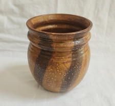 McCoy Brown Stripe Pottery Vase Planter Utensil Holder Pot Stoneware Swirl VTG picture