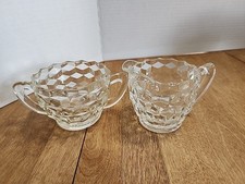Fostoria American Hexagonal Creamer and Open  Sugar Bowl Set  picture