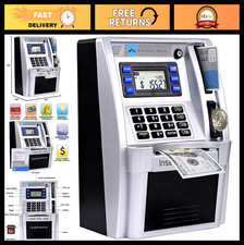 Electronic ATM Piggy Bank for Kids & Adults - Coin Recognition, Bill Feeder, Pas picture