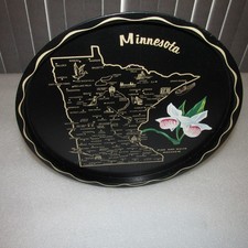 Vintage Minnesota souvenir tray metal round 11