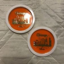 2 Vintage Chicago plactic coasters made in USA picture