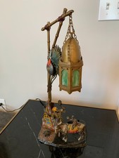 Antique Franz Bermann Cold Painted Austrian Bronze Persian Lamp by Chotka picture