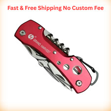 Swiss / Navy Style Pocket Knife Multi Tool Red & Black picture