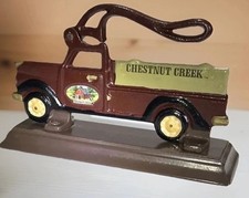 Cast Iron Christmas Nutcracker Chestnut Creek Red Pickup Truck Vintage picture