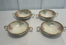 (4) Vintage Zapun Lecot China Dusty Blossom Two Handle Dessert bowl 5
