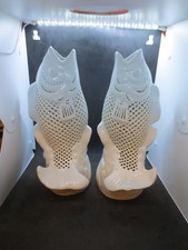 Vintage Oriental Mid-Century Blanc de Chine Koi Fish Vases - Set of 2 picture