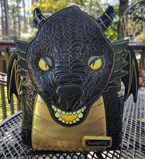 Loungefly Fourth Wing Blk & Gold Dragon Backpack BAM EXCLUSIVE NWT Disney picture