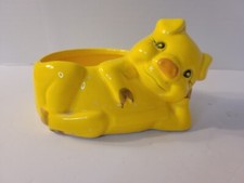 Adorable Vintage Farmhouse Yellow Pig Dish, Planter 😍 D4 picture