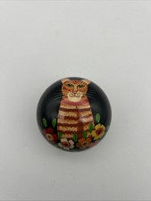 VTG. Wooden Lacquered Trinket Box with Kittens on Lid picture
