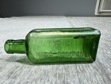 Vintage Piso's Cure Hazeltine & Co Green Glass Medicine Bottle PISO Co USA picture