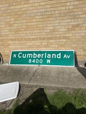 VERY LARGE Original CUMBERLAND ST Street Sign 6 Foot X18 Inch White on Green picture