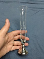 Vintage Crystal Bud Vase with Pewter Base 7 inch Brite Finish picture