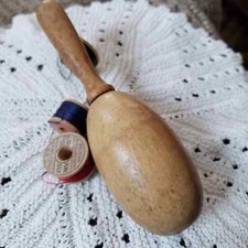 Antique Solid Hard Wood Sock or Glove Darning Egg, Vintage Sewing tools picture