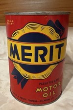 Vintage Merit Motor Oil Can Quart, Oklahoma City, (FULL) Original Rare NOS picture
