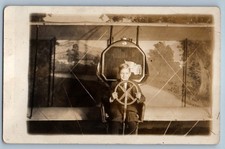 c1910's Boy Ride On Patriotic Airplane RPPC Photo Unposted Antique Postcard picture