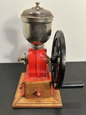 Vintage Elma Big Wheel Coffee Grinder Red Cast Iron & Wood picture