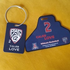 PAC-12 Caleb Love #2 Arizona Wildcats Basketball 2pc Plastic Keychain Set picture