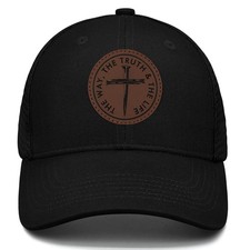 Christian Trucker Hat for Men and Women Christian Jesus Hats Religious Leathe... picture