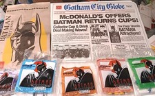 Batman/McDonald’s 1993 COMPLETE SET,  5 HM Toys, Bag, Placemat - BRAND NEW picture