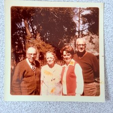 Family Portrait 1970s Snapshot Photograph Four Adults Outdoor Candid picture
