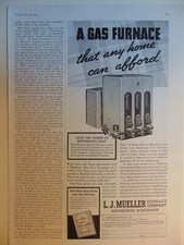 1937 L.J. MUELLER GAS FURNACE Any Home Can Afford vintage print ad picture