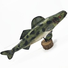Vintage Walleye Sauger SIGNED Folk Art Fish Art Sculpture Décor - Dunlap IL picture
