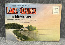 Vintage Lake of the Ozarks Missouri Souvenir Fold-Out Postcard Booklet Map 1940s picture