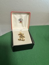 Vintage Napier Gold Tone Mickey Mouse Figural Pin Brooch in Box 1 3/4