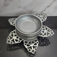 Lot of 5 Vintage The Olde Bradford Co Pewter-Like Porringer Bowls Colonial Style picture