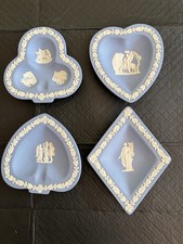 Vintage Wedgwood pale blue jasperware pin dishes Playing Card Suite Greek Roman picture