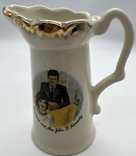 Vintage USA President John F Kennedy Creamer Gold Gilt History Pitcher picture
