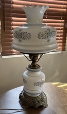 Quoizel Abigail Adams Blue Floral Milk Glass 3 Way Gone With The Wind Lamp Vtg picture