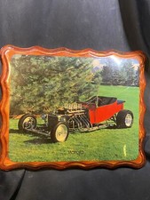 VINTAGE JAGFORD HOT ROD 9 X 11 WOOD PLAQUE  picture