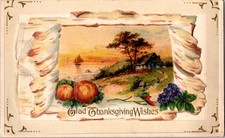 Thanksgiving Wishes Mechanical Fold-Out Autumn Landscape Birch DB Postcard XG11 picture