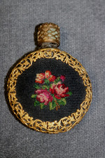 Vintage Pompadour Petit Point Perfume Bottle 2 1/4