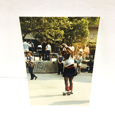 African American Woman Roller Skating Vintage Photo 80's Man Shirtless Watching picture