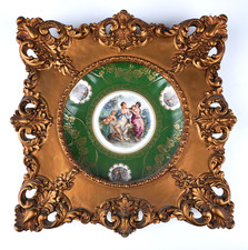 Vintage Mitterteich Bavaria Neoclassical Porcelain Plate Ornate Gilt Frame 15