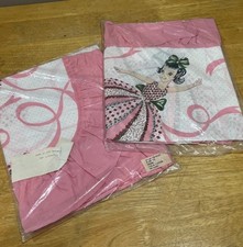 Vintage Southern Belle Dancing Girl Floral Pink Cottage (2) Shams NOS Ruffled picture