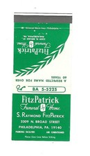FitzPatrick Funeral Home - Philadelphia, PA. Matchcover  3309 N. Broad Street picture